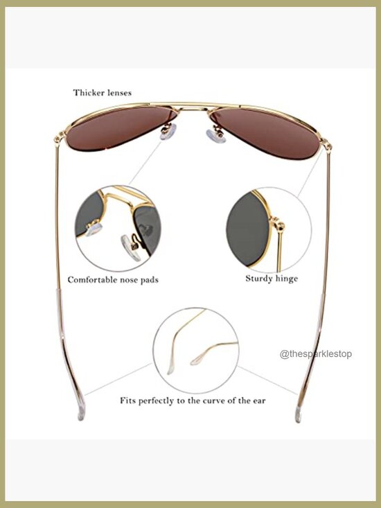 Polarized Aviator Sunglasses, Metal Frame, UV400 Protection, Lightweight